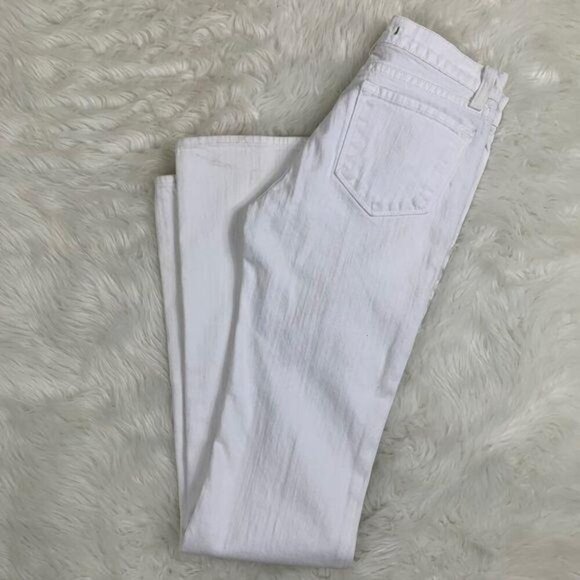 J Brand Mid Rise Bootcut Jeans Size 24 White Stretch Zip Fly Button - Picture 6 of 9